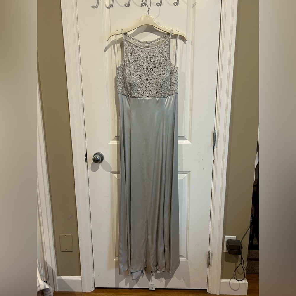 Silver evening gown